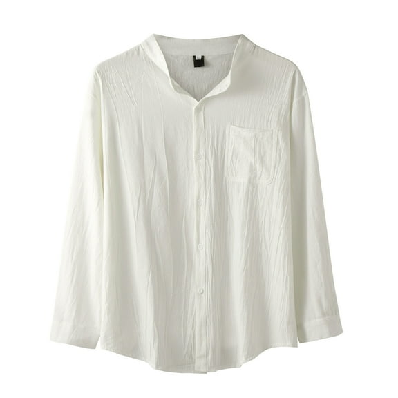 Gubotare Mens Big and Tall Shirts Mens Floral Dress Shirt Front Pocket Casual Shirts (White,XXL)