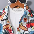 thumbnail image 4 of Toddler Outfits for Boys Hawaiian Print Short Sleeve Shirt and Comfy Shorts Set Cute Summer Vacation Clothes, 4 of 6