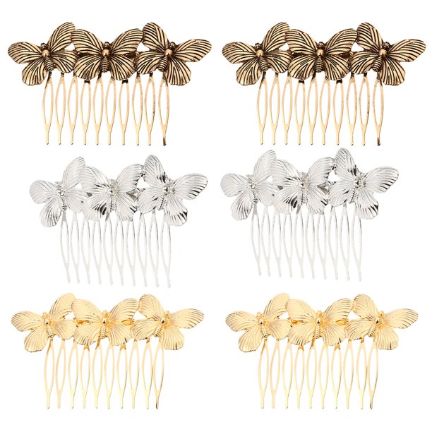 6 pinzas para el pelo vintage con diseño de mariposas, para boda, para novia