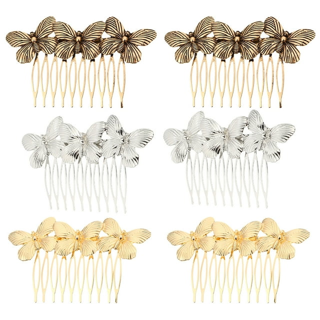 6 pinzas para el pelo vintage con diseño de mariposas, para boda, para novia