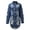 Dark Blue, variant on Women's Wash Cropped Denim Jacket Button Down Long Sleeve Distressed Casual Outerwear Coat for Daily Street Style