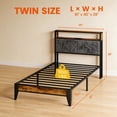 thumbnail image 4 of Kbun Twin Bed Frames,Industrial Metal Platform Bed Frame,Heavy Duty Steel Slats Support Up to 900 lbs,Upholstered Headboardand 9 Thickened Legs,No Box Spring Needed, Noise-Free,Brown, 4 of 7