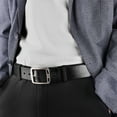 thumbnail image 5 of Ogusmenut Black Belt for Men Hollow Metal Buckle Classic Work Business Dress Men Belts, 5 of 6
