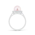 thumbnail image 2 of Angara Japanese Akoya Cultured Pearl Ring with Floral Halo in 14K White Gold for Women | June Birthstone Jewelry for Her, 2 of 8