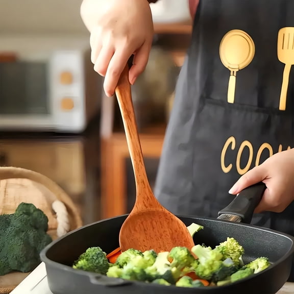 BPPEG Set of Wooden Spoons for Cooking Non-Stick Acacia Wood Utensil Cooking Spatula Turner Slotted Spoon Flat Wooden Spatula Mixing Cooking Spoons Kitchen Utensils