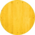 thumbnail image 1 of Ahgly Company Machine Washable Indoor Round Abstract Yellow Contemporary Area Rugs, 3' Round, 1 of 4