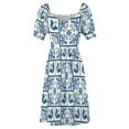 thumbnail image 4 of Lisbonne Robe Sans Manches Bleue Azulejo Cocktail de Robes Robe Élégante, 4 of 4