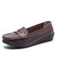 thumbnail image 4 of Viluyesy Comfort Loafers for Womens, Soft Sole Round Toe Slip-On PU Leather Casual Work Walking Flats Coffee, 4 of 6