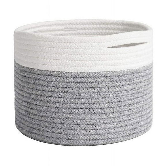 NAMZI Storage Basket,Woven Baskets for Storage,Cotton Rope Baskets for Organizing,decorative Baskets for Shelves,book Basket,towel Basket,Toy Basket or Storage Bins for Living Room,White