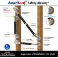 thumbnail image 5 of Ameriluck Bath Safety Grab Bar, Asymmetrical Design With Anti-slip Soft Grip, Stainless Steel Ada Compliant 500lbs Support (brushed Nickel, 12in), 5 of 8