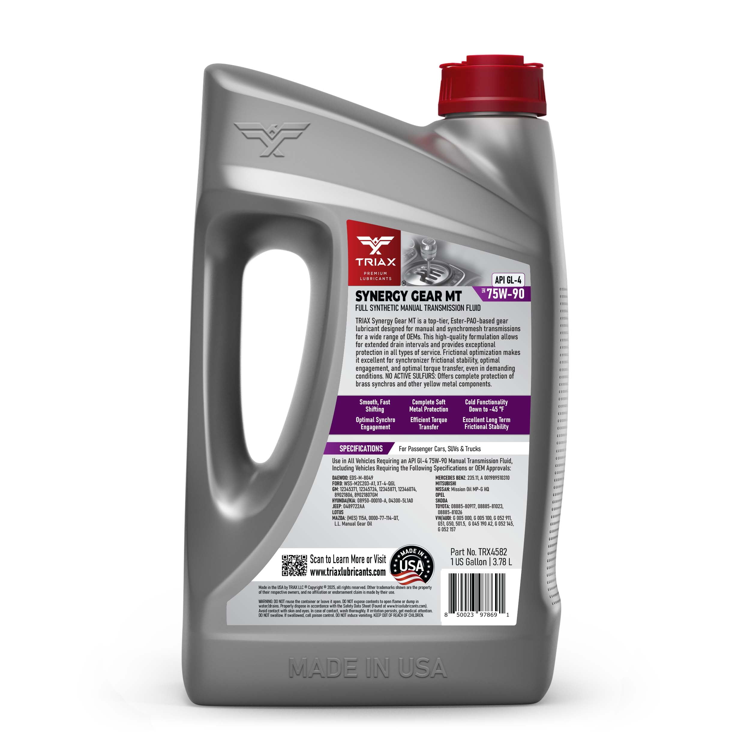 TRIAX, Manual Transmission Fluid, 75W-90 GL-4, 1 Gallon, Yellow