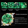 thumbnail image 3 of OLEVS Watches for Men Chronograph Luxury Dress Moon Phase Quartz Stainless Steel Waterproof Business Mens Wrist Watches Reloj para Hombre Green Dial, 3 of 13