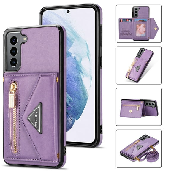 Galaxy S22 Plus Wallet Case, Soft PU Leather Kickstand Card Slots Holder Flip Folio Case Durable Shockproof Cover for Samsung Galaxy S22 Plus 5G 6.6 inch 2022,Purple