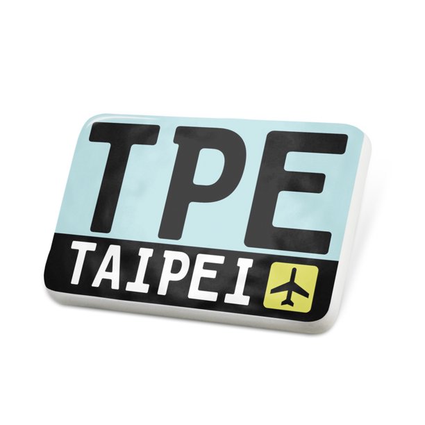Porcelein Pin Airport code TPE / Taipei country Taiwan Lapel Badge