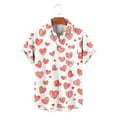 thumbnail image 5 of Men's Valentine Print Shirt Collared Short Sleeve Button Down Top Watermelon Red L, 5 of 6