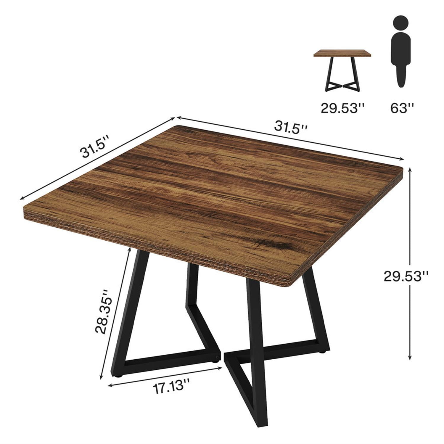 Demi Bonn 31" Modern Square Dining Table for 4 People, Wood Farmhouse Kitchen Dinner Table for Dining Room, Living Room Furniture, Brown