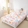 thumbnail image 4 of Homewish Watercolor Rainbow Clouds Twin Sheet Sets,Colorful Stars Graffiti Twin Fitted Sheet,Pink White Flat Sheet For Girl Kids,Breathable Home Decor,3 Pieces, 4 of 7