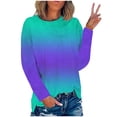 thumbnail image 2 of IROINID T-Shirt à Manches Longues en Polyester Réduit for Women Quotidien Été Col Rond Imprimé Blouses de Sortie, Vert, 2 of 4