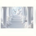 thumbnail image 6 of Heaven Backdrop Dreamy Clouds Columns White Doves Wedding Photography Background Stairs to Heaven Baptism Anniversary Party Decorations Banner Supplies Photo Booth Props, 6 of 6