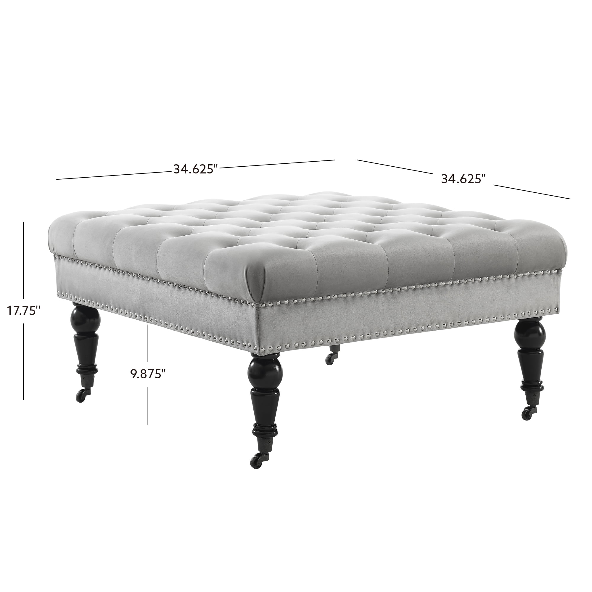 Linon Isabelle Velvet Square Tufted Ottoman, Multiple Colors