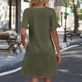 thumbnail image 5 of Delconic Women’s Short Sleeve V Neck Ruffle Hem Casual Loose Fit Dress with Pockets for Daily Wear and Leisure Activities Army Green L, 5 of 5