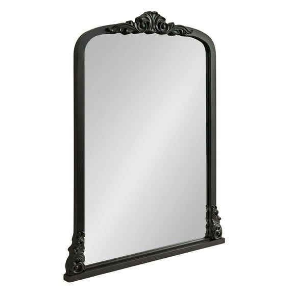 Kate and Laurel Barberry Vintage Decorative Tall Arched Mirror, 28 x 35, Black, Large Antique Statement Arch Mirror for Mantel Mirror or Bathroom Mirror for Over Sink