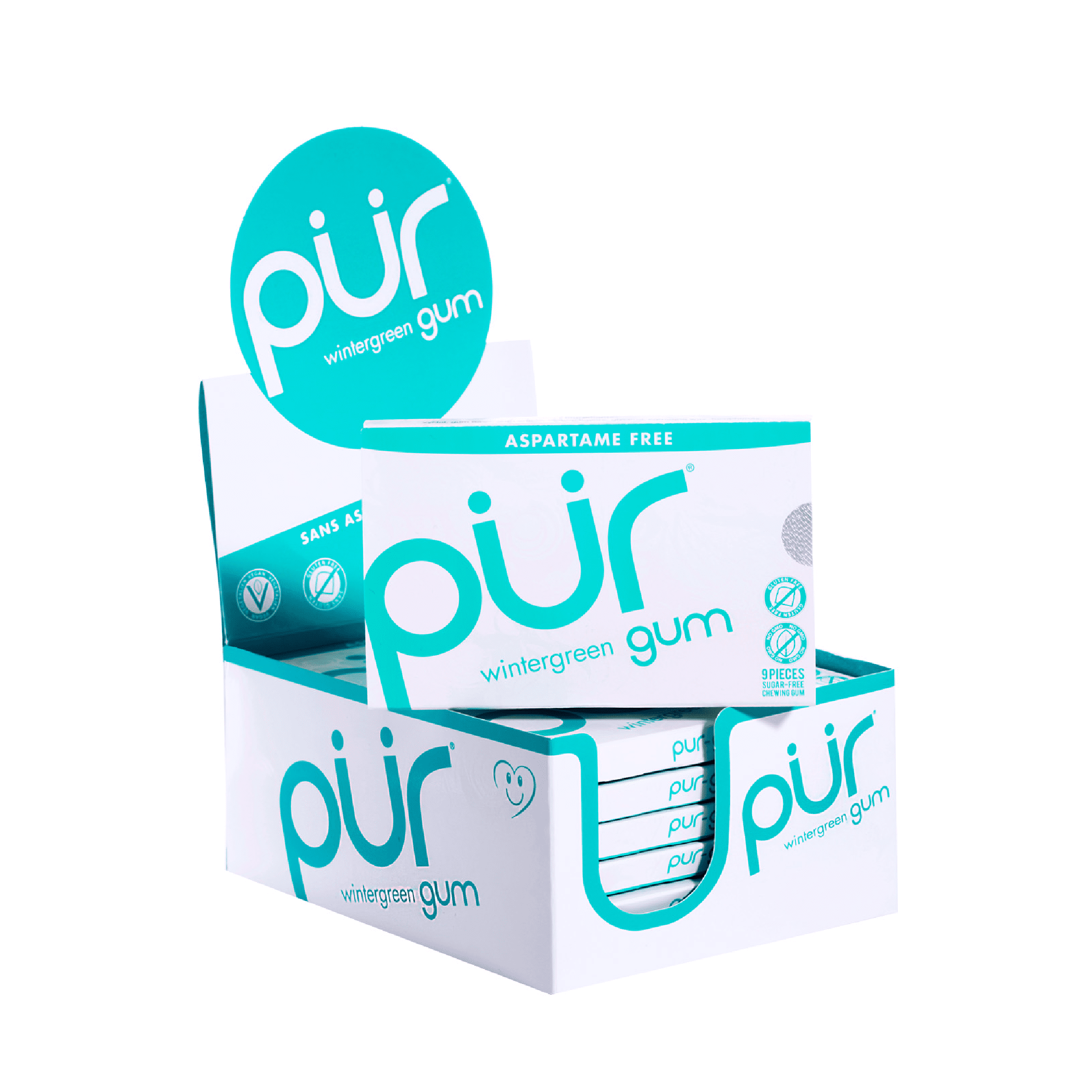 PUR Gum Aspartame Free Wintergreen Gum Pack of 12/Single Box