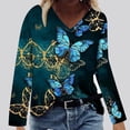 thumbnail image 2 of Camisas Para Mujer Camisetas de Gran Tamaño Manga Larga Moda Casual Cuello en V Cómodo Impreso Top Camiseta Blusa Odeerbi ODB135498, 2 of 4