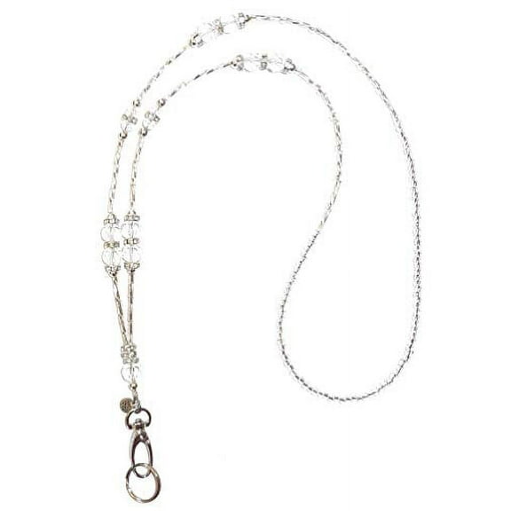 Hidden Hollow Beads Crystal Women's Beaded Fashion Lanyard Necklace, Jewelry ID Badge and Key Holder, 34 in.