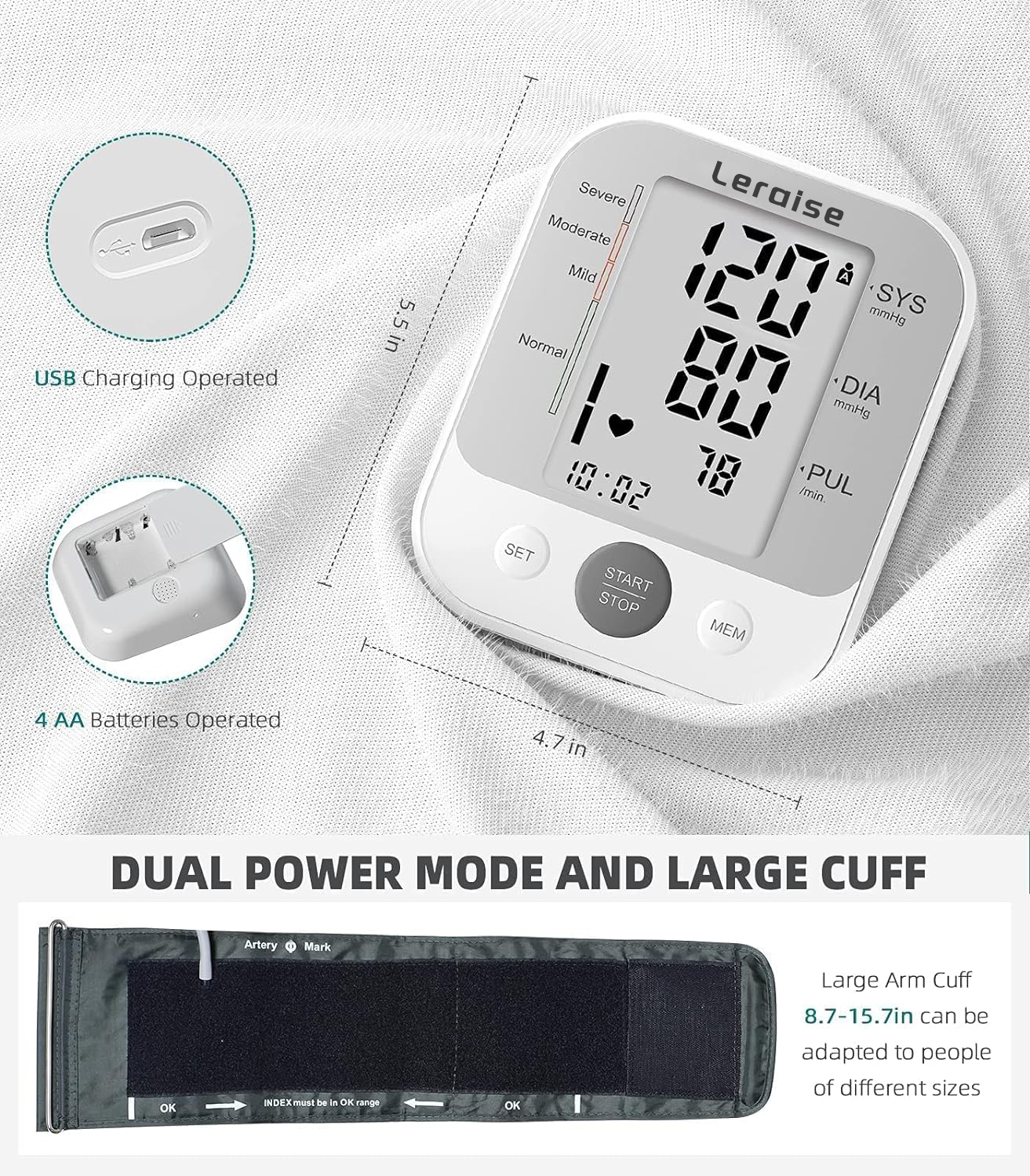 Leraise Upper Arm Blood Pressure Monitor with Voice Broadcast photo 4