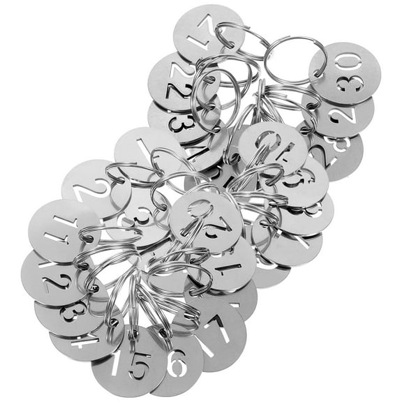 30 Pcs Stainless Steel Number Plate Key Tag Numbered Tags Preschool Labels Keychain
