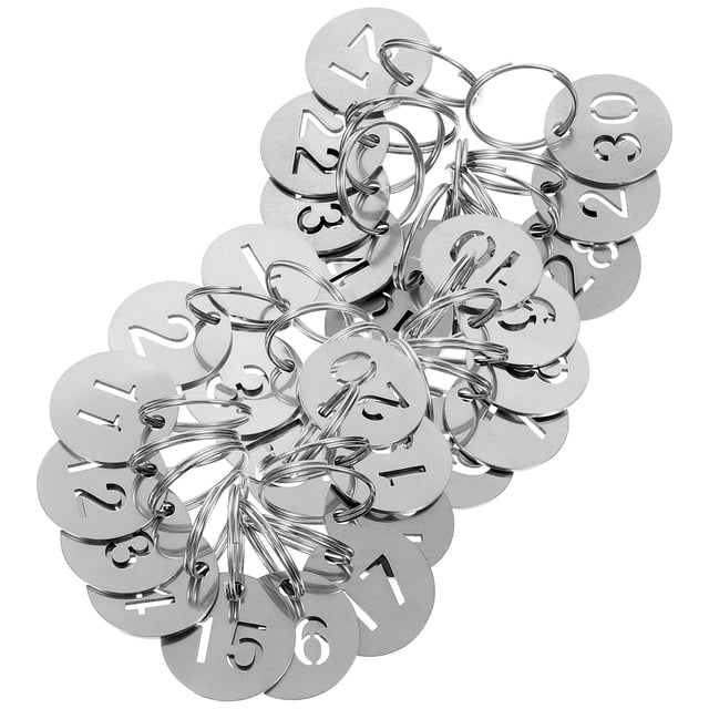 Mobutofu 30Pcs Portable Black Metal Number Tags for Keys Bags and Lockers Practical Numbered Tags