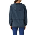 thumbnail image 3 of Women's Raincoats Waterproof with Hood Lightweight Rain Jackets Windbreaker Trench Coat with Pockets for Outdoor M Navy Blue, 3 of 6