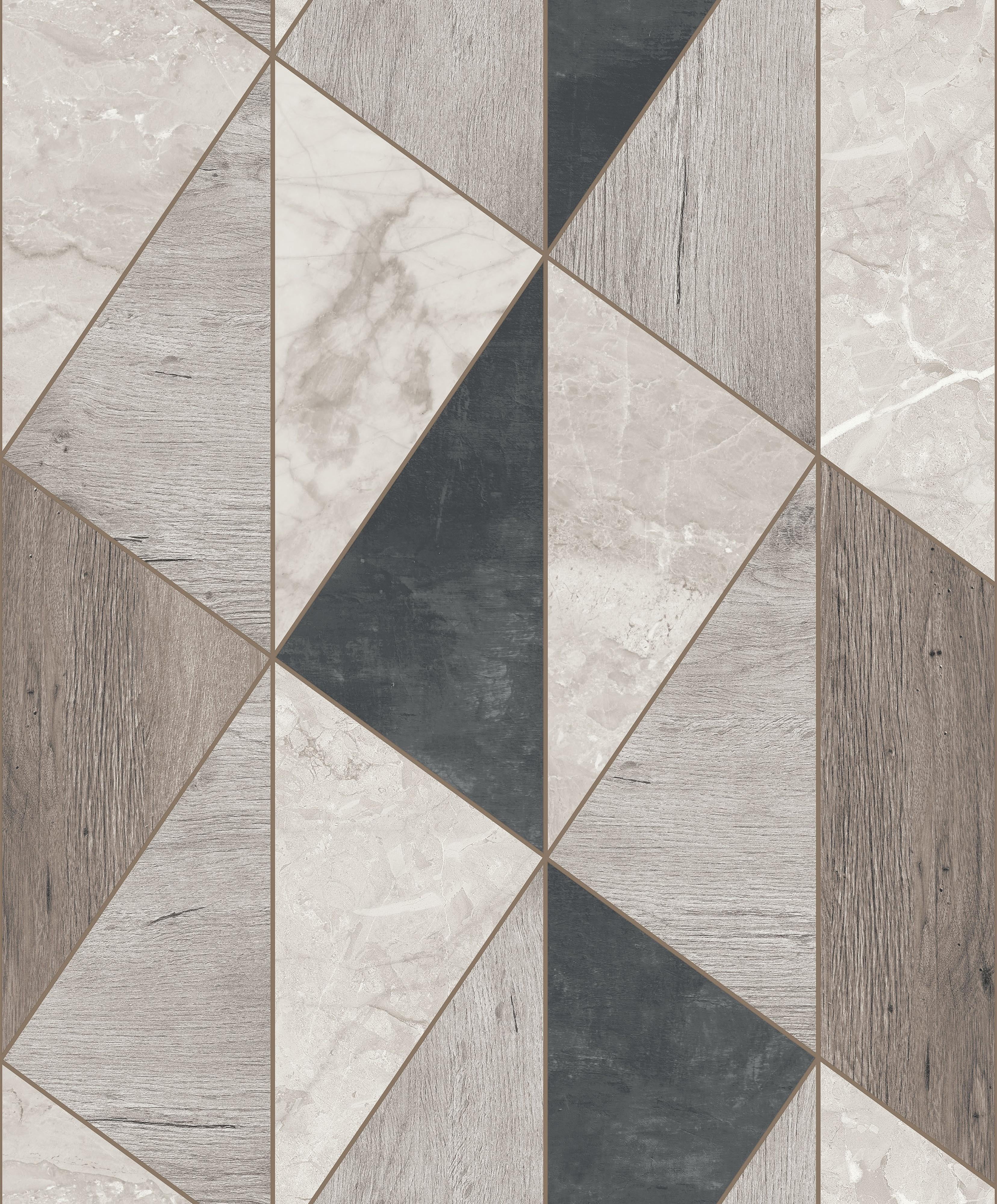 Grey Geometric Wood Panel Printed Non-Woven Non-Pasted Textured Wallpaper 57 Sq. Ft.