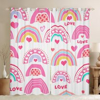 Homewish Cartoon Rainbow Black Out Curtains for Preppy Children Kids,Love Heart Print Curtains Pack of 2 (42x63 Each),Dreamy Princess Bedroom Curtains,Microfiber Bedroom Decor