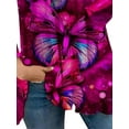 thumbnail image 4 of FASHIONWT Women Plus Size Small Floral V-Neck Zip Off Shoulder Long Sleeve T-Shirt Top, 4 of 4