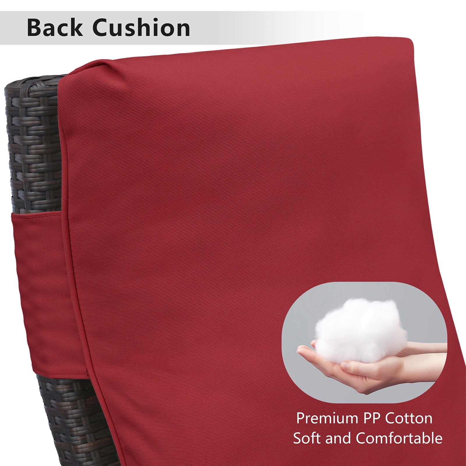 JP Outdoor Recliner Cushion Replacement for Indoor or Outdoor Lounge Chair, Red