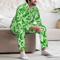 thumbnail image 7 of Honeii Green Lizard Pattern Mens Pajamas Set,2pcs Men's Lounge Long Sleeve Sleep Shirt and Pajama Bottoms Sleepwear Set,Mens Pjs Sets-Medium, 7 of 7