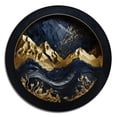 thumbnail image 2 of Designart "Frosted River and Mountain Gold II" Landscape Forest River Mountains Metal Round Art Living Room, 2 of 5