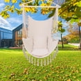 thumbnail image 3 of Macrame Hammock Chair Rope Swing, 550 Lbs Capacity, Two Cushions & Portable Steel Spreader Bar for Indoor/Outdoor,Beige, 3 of 9