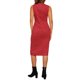 thumbnail image 3 of Vestido de trabajo sin mangas de ante sintético para mujer Inspire Chic, cuello redondo, abertura lateral, vestido ajustado, rojo, 3 of 6