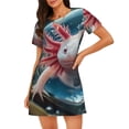 thumbnail image 1 of Easygdp Bubbles Axolotl Fantasy Camisón de manga corta para mujer, informal, estampado, 1 of 6
