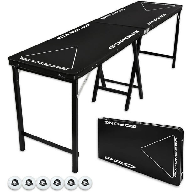 GoPong PRO 8' Portable Folding Beer Pong Table, Indoor Outdoor Party