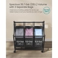 thumbnail image 4 of SONGMICS Laundry Sorter, Rolling Laundry Basket with 3 Removable Bags, Laundry Hamper, Laundry Cart, for Laundry Room, Bedroom, Bathroom, 3 x 11.9 Gallons, Ink Black, 4 of 7
