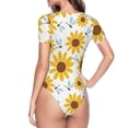 thumbnail image 4 of The Xecao Sunflowers Women's Crew Neck Body Suit, a short-sleeved bodysuit and basic swimsuit, both comfort and style for dating and daily life, 4 of 9