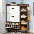 thumbnail image 3 of Tribesigns Shoe Cabinet with 3 Flip Drawers & 5 Tiers shelves, Freestanding Tipping Bucket Shoe Cabinet Wooden Shoe Rack with Compartments,Modern Shoe Storage Cabinet for Entryway, Porch,Living Room, 3 of 6