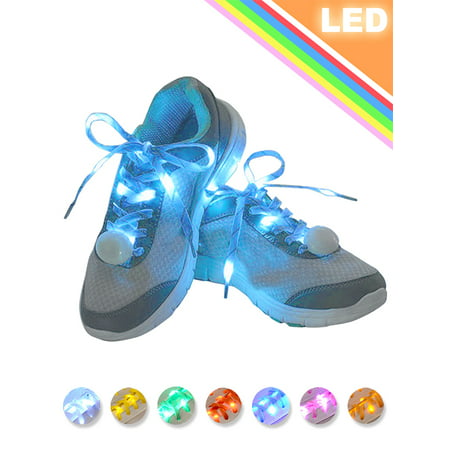 IClover Nylon Running Safety LED Shoelaces Luminous Flashing Rave Party Strap Shoe Laces for Halloween Party Dancing Running Cycling Hiking with 4 Flashing