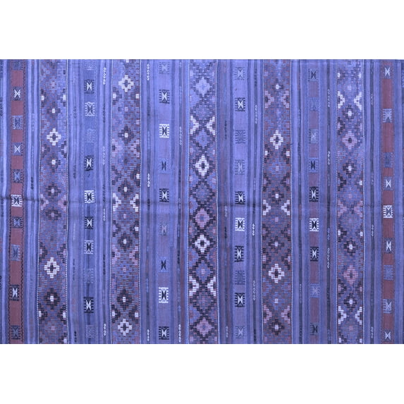 Ahgly Company Machine Washable Indoor Rectangle Southwestern Blue Country Area Rugs, 2' x 5'
