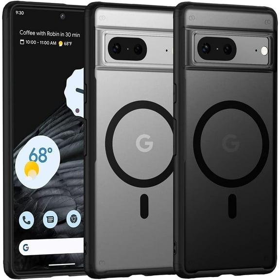 Magnetic Case for Google Pixel 7, Translucent Matte Anti-Fingerprint,Compatible with MagSafe,Slim Fit Shockproof Protective Phone Case for Pixel 7 Case (2022) -Black