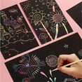thumbnail image 6 of Magic Rainbow Scratch Art Paper Set for Kids - 10 Sheets Crafts Notes Boards with 2 Wooden Stylus Tools, 6 of 9